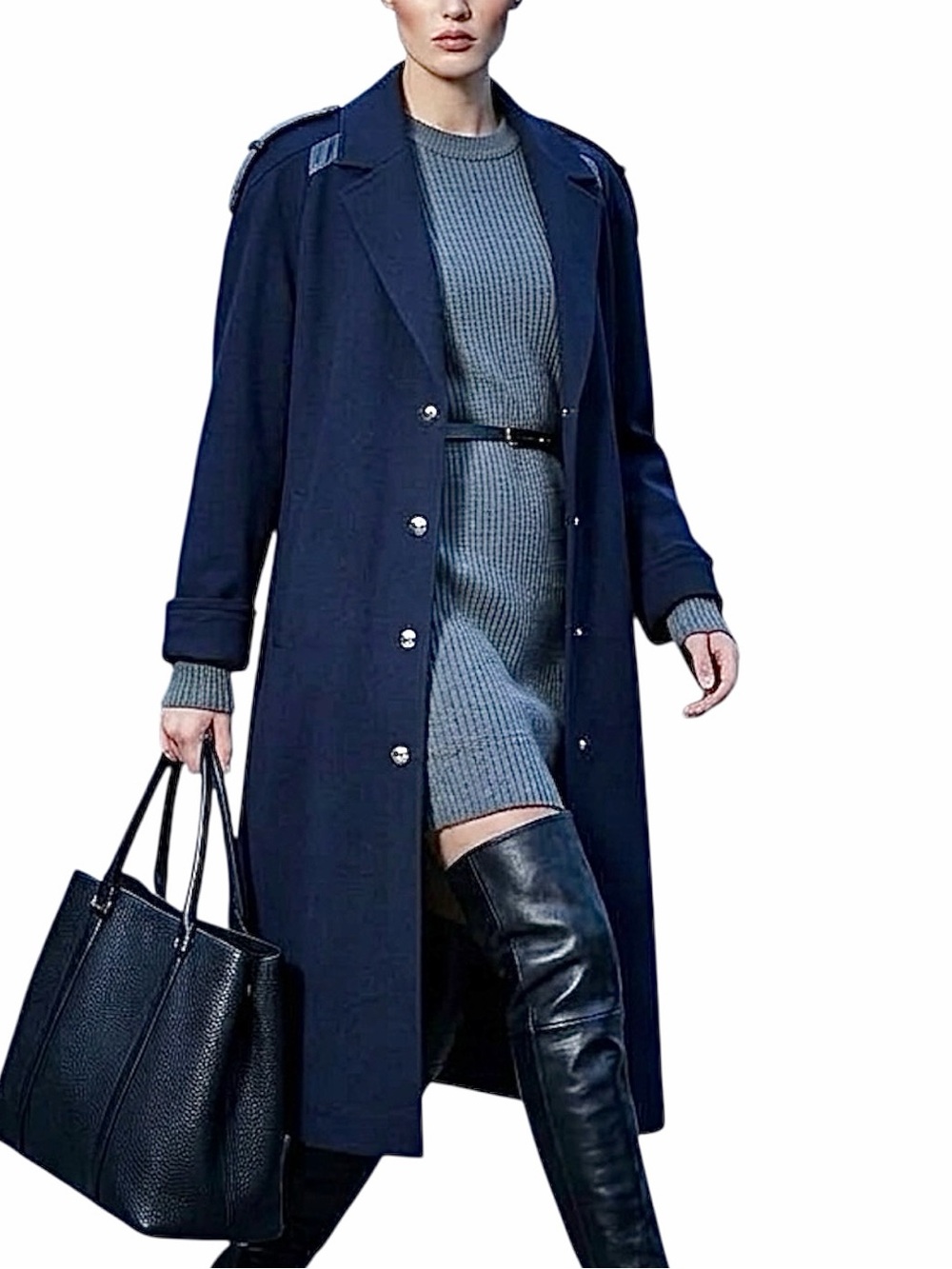 VTG 70s 80s pure wool navy union made old money removable fur lined trench coat